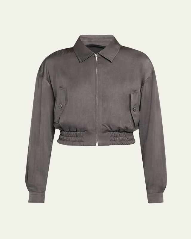 Cropped Satin Blouson Jacket